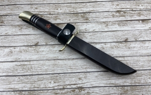 Нож Финка НКВД сталь х12мф , рукоять черный граб со звездой и деревянные ножны (распродажа) 