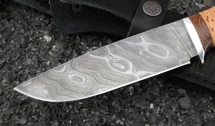 Нож Нептун сталь дамаск, рукоять береста Нож Нептун сталь дамаск, рукоять береста