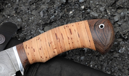 Нож Нептун сталь дамаск, рукоять береста Нож Нептун сталь дамаск, рукоять береста