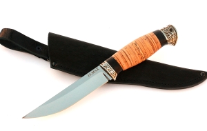 Нож Тритон-2 сталь ELMAX, рукоять береста-черный граб,мельхиор Нож Тритон-2 сталь ELMAX, рукоять береста-черный граб,мельхиор