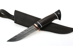 Нож Снегирь сталь дамаск камень рукоять черный граб венге