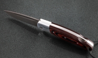 Нож Ворон, складной, сталь Х12МФ, рукоять накладки микарта красная с дюралью - Нож Ворон, складной, сталь Х12МФ, рукоять накладки микарта красная с дюралью