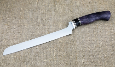 Кухонный набор ножей из стали ВН-01 с никелем рукоять карельская береза фиолетовая на подставке Кухонный набор ножей из стали ВН-01 с никелем рукоять карельская береза фиолетовая на подставке