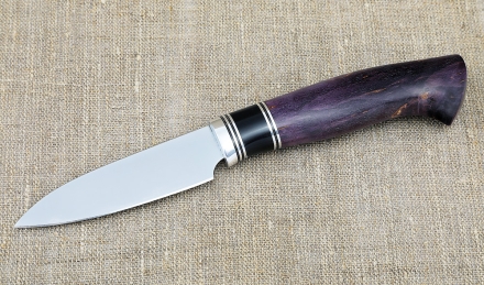 Кухонный набор ножей из стали ВН-01 с никелем рукоять карельская береза фиолетовая на подставке Кухонный набор ножей из стали ВН-01 с никелем рукоять карельская береза фиолетовая на подставке