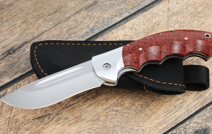 Складной нож "Ястреб" сталь AUS-10, накладки акрил красный