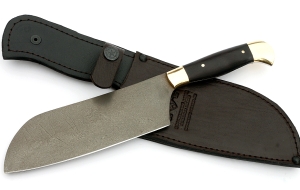 Кухонный нож Шеф №2 сталь Х12МФ, рукоять черный граб латунь