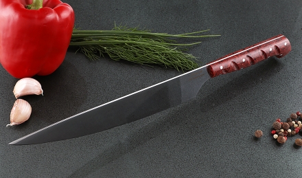 Кухонный нож Шеф №8 сталь 95Х18, рукоять красный акрил Кухонный нож Шеф №8 сталь 95Х18, рукоять красный акрил