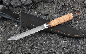 Нож Сойка дамаск рукоять береста