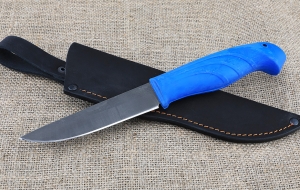 Нож Барс-2 сталь Х12МФ, рукоять резинопласт синий