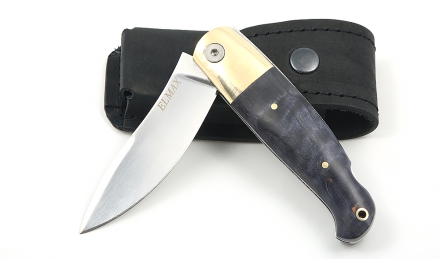 Складной нож Клык, сталь Elmax, рукоять накладки карельская береза стабилизированная фиолетовая Складной нож Клык, сталь Elmax, рукоять накладки карельская береза стабилизированная фиолетовая