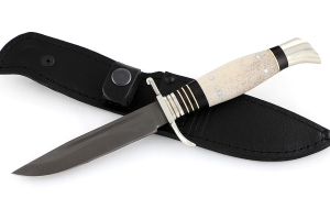 Нож финка НКВД, сталь Х12МФ, рукоять рог лося, мельхиор