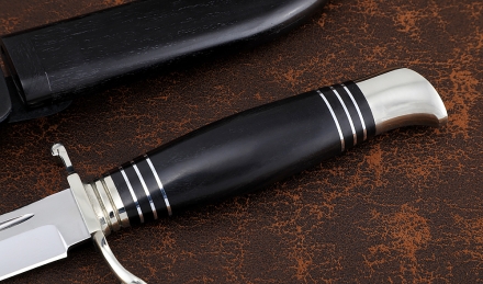 Реплика Финки нескладная НКВД Elmax мельхиор рукоять и ножны черный граб Реплика Финки нескладная НКВД Elmax мельхиор рукоять и ножны черный граб