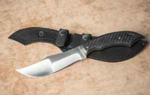 Цельнометаллический нож "Лось" сталь х12мф накладки карбон 