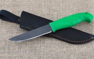 Нож Барс-2 сталь Х12МФ, рукоять резинопласт зеленый