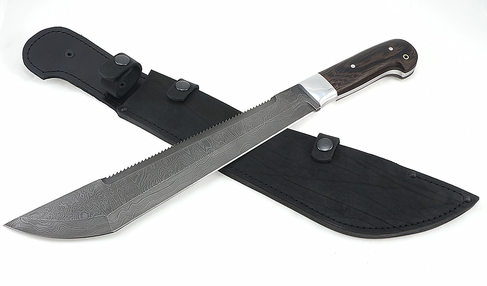 Нож Мачете №5 с пилой, сталь дамаск, рукоять венге — купить в