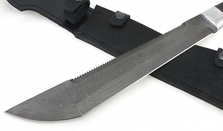 Нож Мачете №5 с пилой, сталь дамаск, рукоять венге Нож Мачете №5 с пилой, сталь дамаск, рукоять венге