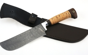 Нож Узбекский средний сталь дамаск, рукоять береста Нож Узбекский средний сталь дамаск, рукоять береста