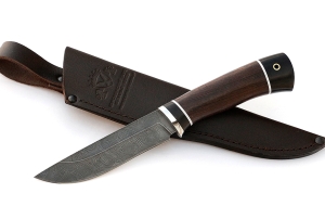 Нож Зяблик сталь дамаск, рукоять венге-черный граб
