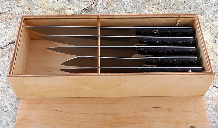 Набор кухонных ножей из стали 95Х18 с рукоятью из коричневого акрила в футляре