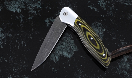 Нож Журавль, складной, сталь Х12МФ, рукоять накладки микарта желтая с дюралью