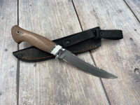 Нож Рыболов-5 х12мф, рукоять акрил белый кавказский орех (распродажа)  - Нож Рыболов-5 х12мф, рукоять акрил белый кавказский орех (распродажа) 