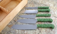 Набор кухонных ножей из стали 95Х18 с рукоятью из зеленого акрила в футляре - Набор кухонных ножей из стали 95Х18 с рукоятью из зеленого акрила в футляре