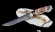 Коллекционный нож Барракуда дамаск нержавеющий кость мамонта железное дерево рог лося резной мельхиор на подставке