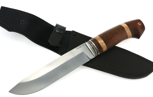 Нож Тигр сталь ELMAX, рукоять коричневый граб-кап,мельхиор