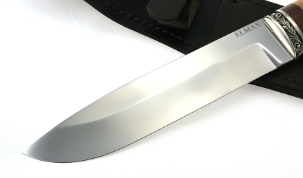 Нож Тигр сталь ELMAX, рукоять коричневый граб-кап,мельхиор Нож Тигр сталь ELMAX, рукоять коричневый граб-кап,мельхиор