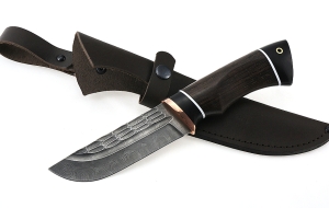 Нож Югра сталь дамаск-камень рукоять венге-черный граб