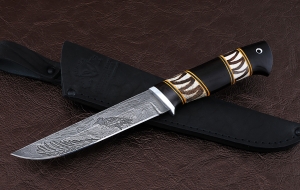 Нож Тритон-2 сталь Х12МФ травление, рукоять черный граб рог лося