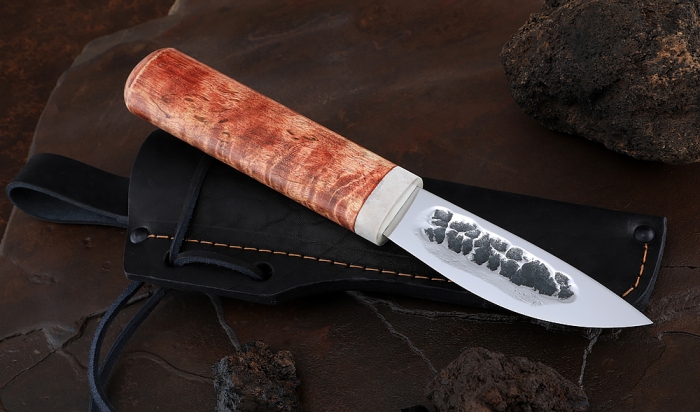 Нож Якутский-1 сталь Х12МФ кованый дол рукоять стабилизированная карельская береза