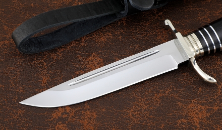Реплика Финки нескладная НКВД S390 мельхиор рукоять и ножны черный граб Реплика Финки нескладная НКВД S390 мельхиор рукоять и ножны черный граб