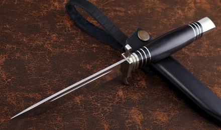 Реплика Финки нескладная НКВД S390 мельхиор рукоять и ножны черный граб Реплика Финки нескладная НКВД S390 мельхиор рукоять и ножны черный граб