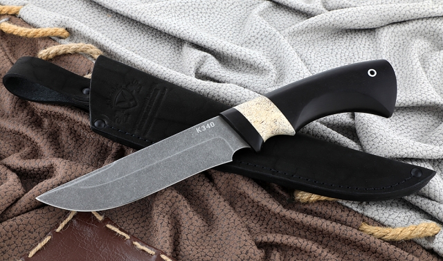 Нож Русак сталь К340, рукоять черный граб рог лося (Распродажа) 