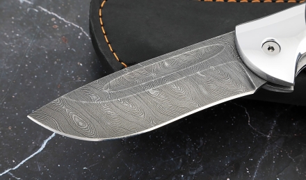 Складной нож "Ястреб" сталь дамаск, накладки черный граб