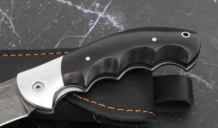 Складной нож "Ястреб" сталь дамаск, накладки черный граб