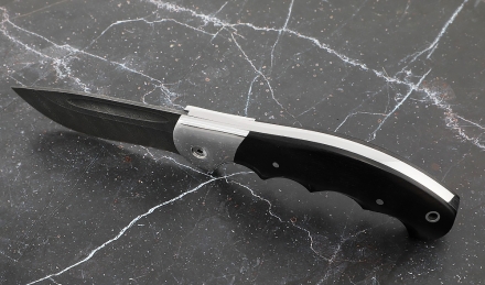 Складной нож "Ястреб" сталь дамаск, накладки черный граб