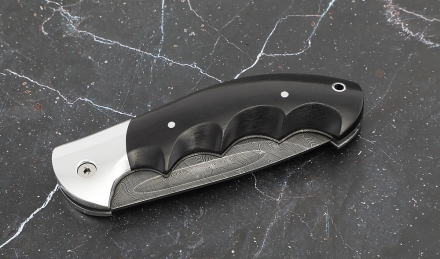 Складной нож "Ястреб" сталь дамаск, накладки черный граб