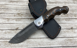 Складной нож "Ястреб" сталь дамаск, накладки G10   (распродажа) 