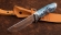 Нож Универсал сталь S390 рукоять карельская береза стабилизированная синяя. мельхиор