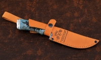 Нож Универсал сталь S390 рукоять карельская береза стабилизированная синяя. мельхиор - Нож Универсал сталь S390 рукоять карельская береза стабилизированная синяя. мельхиор