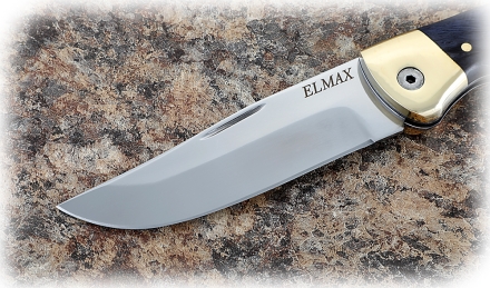 Нож Таежник, складной, сталь Elmax, рукоять накладки карельская береза стабилизированная фиолетовая