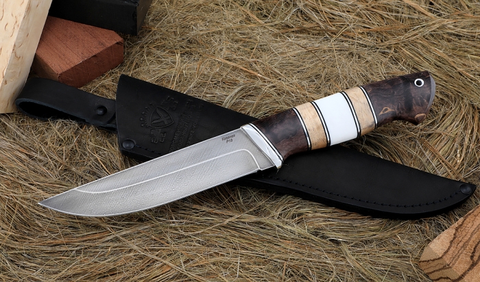 Нож Гриф сталь Р18, рукоять комбинированная карельская береза акрил