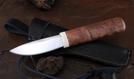 Нож Народа севера 1 сталь Х12МФ кованый дол рукоять карельская береза коричневая