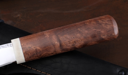 Нож Народа севера 1 сталь Х12МФ кованый дол рукоять карельская береза коричневая