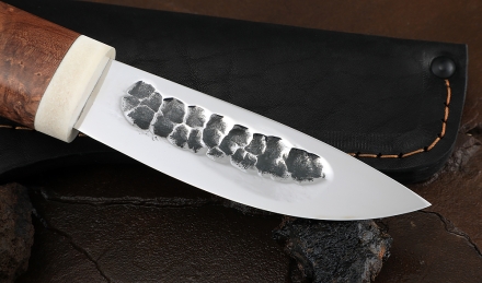 Нож Народа севера 1 сталь Х12МФ кованый дол рукоять карельская береза коричневая