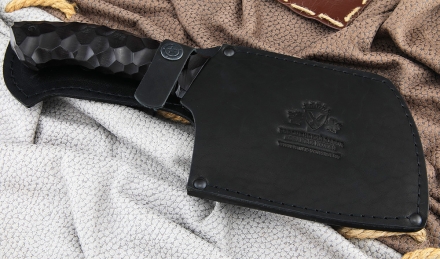 Тяпка №5 сталь дамаск полный камень с никелем, рукоять черный граб камень