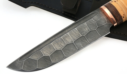 Нож Аллигатор сталь дамаск полный камень береста Нож Аллигатор сталь дамаск полный камень береста