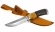 Нож сталь S390 «Универсал» рукоять карельская береза стабилизированная янтарь + коричневая, мельхиор